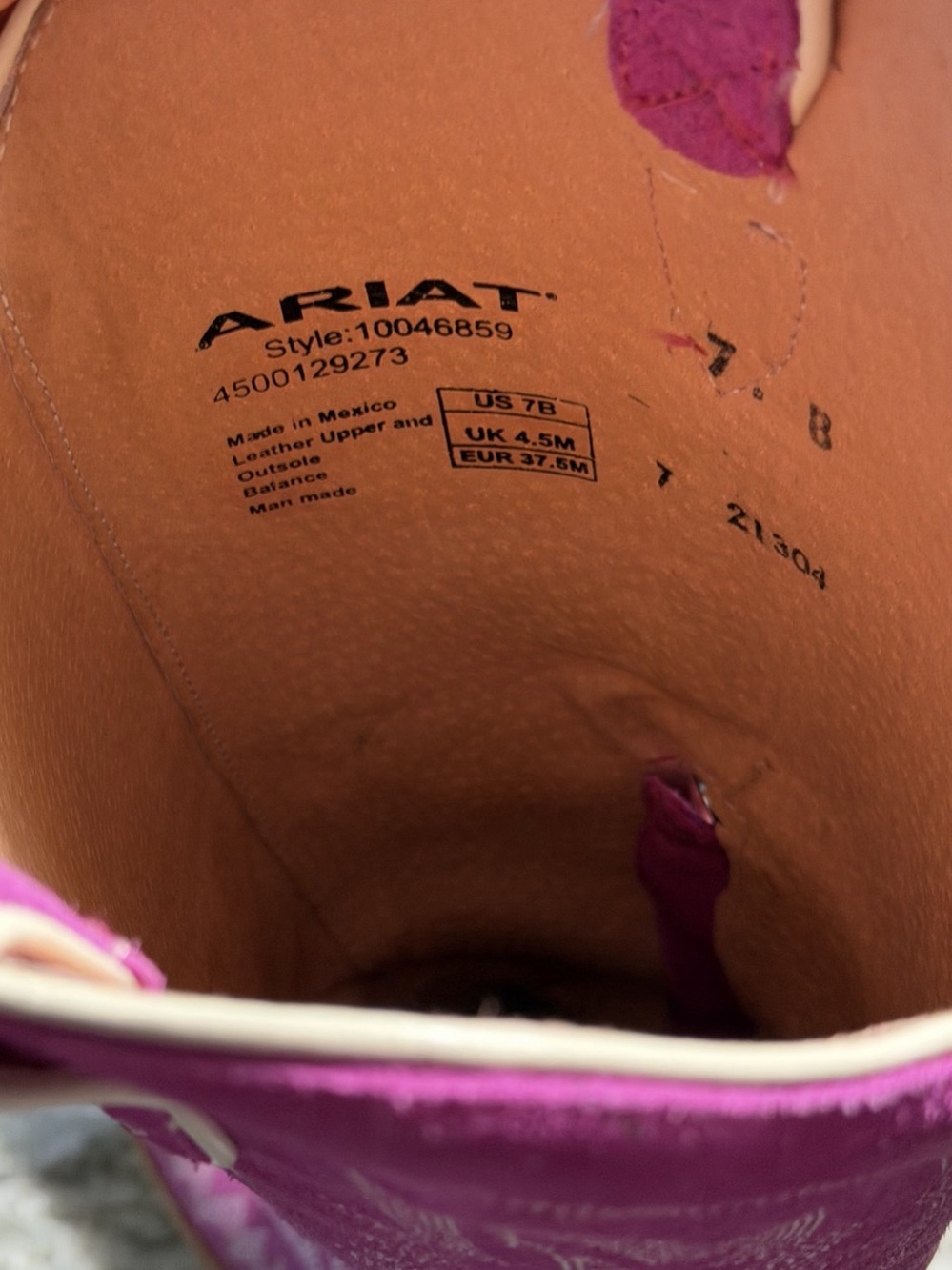 Ariat Casanova Cowboy Western Boot Embroidered Western Boots Pink Magenta 7B - Picture 11 of 13